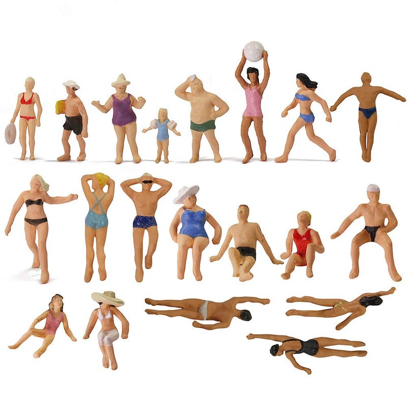 Evemodel P8719 40pcs Model Trains Swimming Figures 1:87 Scale HO Scale People Scenery Layout Landscape Miniature - Image 1